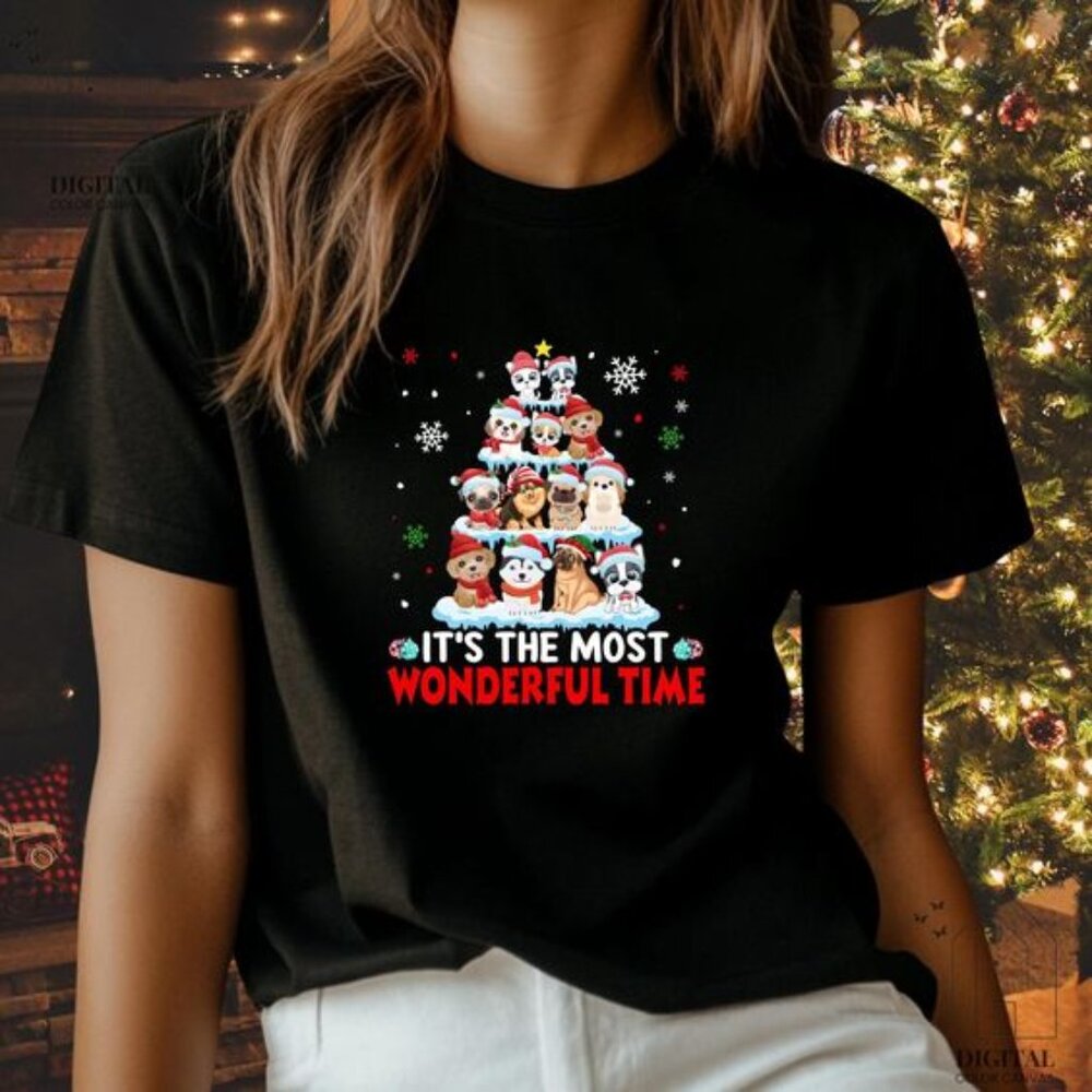 Merry Christmas Dog Paw Print Shirt Christmas Snowflake Bulldogs - Picture 1 of 4